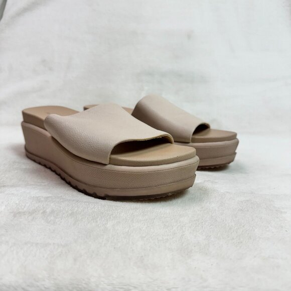 ALDO Sandals Flats Platform Slip On Slide Cream Faux Leather Womens 8 - Picture 2 of 14